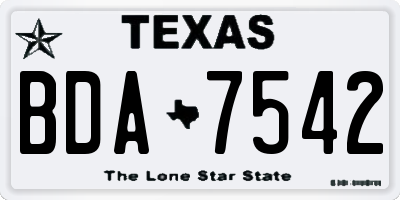 TX license plate BDA7542