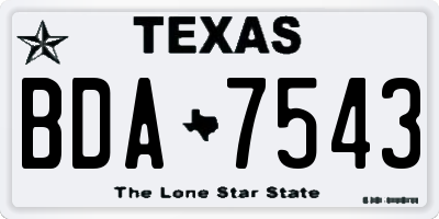 TX license plate BDA7543
