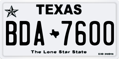 TX license plate BDA7600