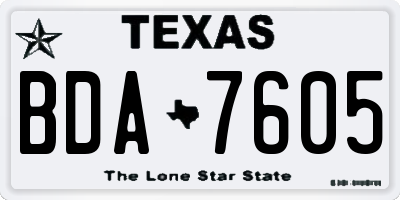 TX license plate BDA7605
