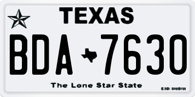 TX license plate BDA7630