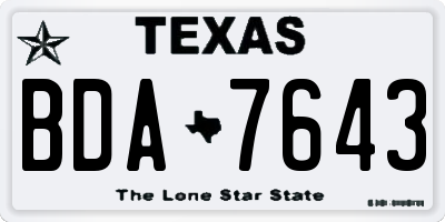 TX license plate BDA7643