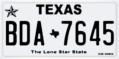 TX license plate BDA7645
