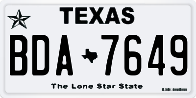 TX license plate BDA7649