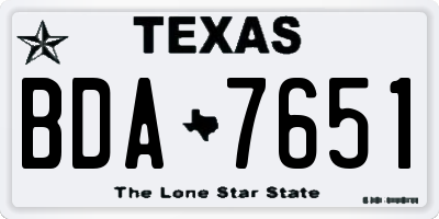 TX license plate BDA7651