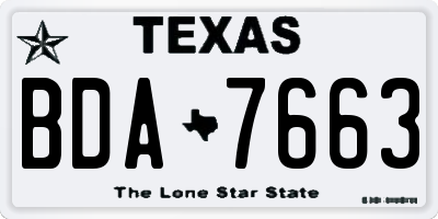 TX license plate BDA7663