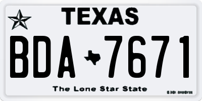 TX license plate BDA7671