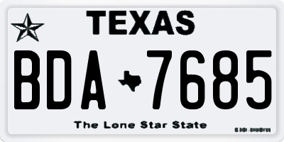 TX license plate BDA7685