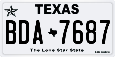 TX license plate BDA7687