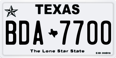 TX license plate BDA7700