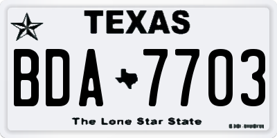 TX license plate BDA7703