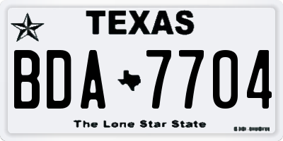 TX license plate BDA7704