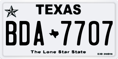 TX license plate BDA7707