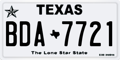 TX license plate BDA7721