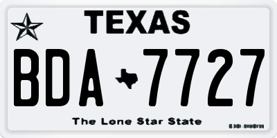 TX license plate BDA7727