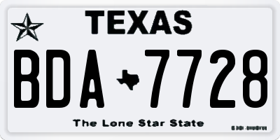 TX license plate BDA7728