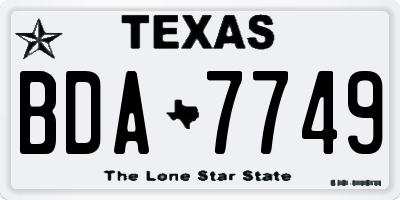 TX license plate BDA7749