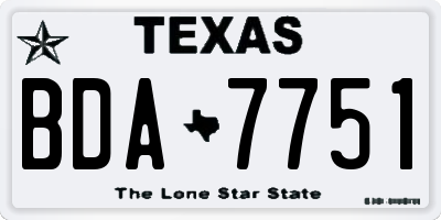 TX license plate BDA7751