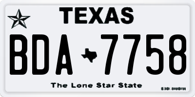 TX license plate BDA7758