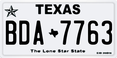 TX license plate BDA7763