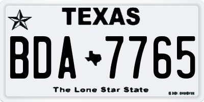TX license plate BDA7765