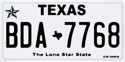 TX license plate BDA7768