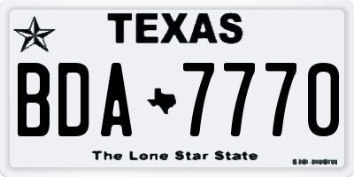TX license plate BDA7770