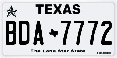 TX license plate BDA7772