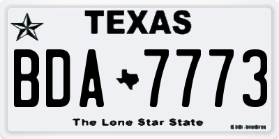 TX license plate BDA7773