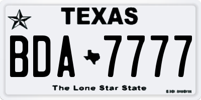 TX license plate BDA7777