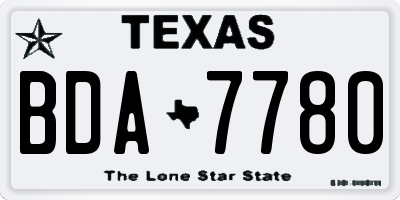 TX license plate BDA7780