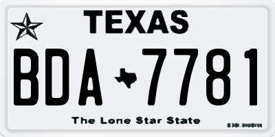 TX license plate BDA7781