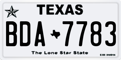 TX license plate BDA7783
