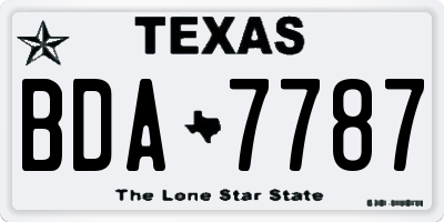 TX license plate BDA7787