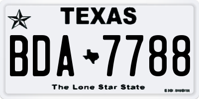 TX license plate BDA7788