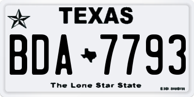 TX license plate BDA7793