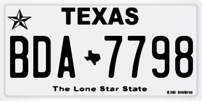 TX license plate BDA7798