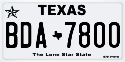 TX license plate BDA7800