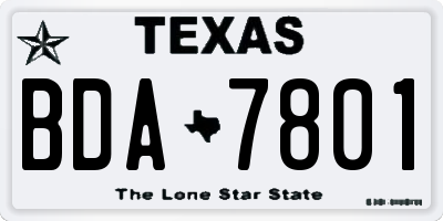 TX license plate BDA7801