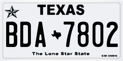 TX license plate BDA7802