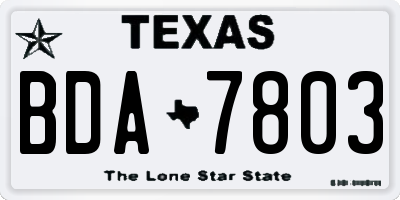 TX license plate BDA7803