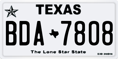 TX license plate BDA7808