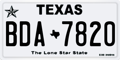 TX license plate BDA7820