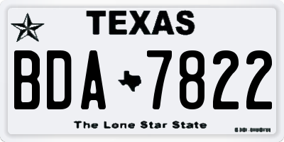 TX license plate BDA7822