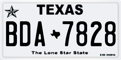 TX license plate BDA7828