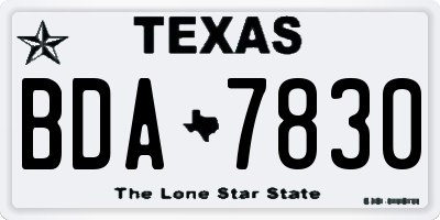 TX license plate BDA7830