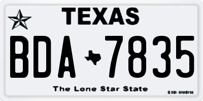 TX license plate BDA7835