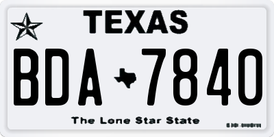 TX license plate BDA7840