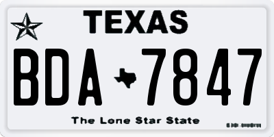 TX license plate BDA7847