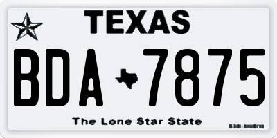 TX license plate BDA7875